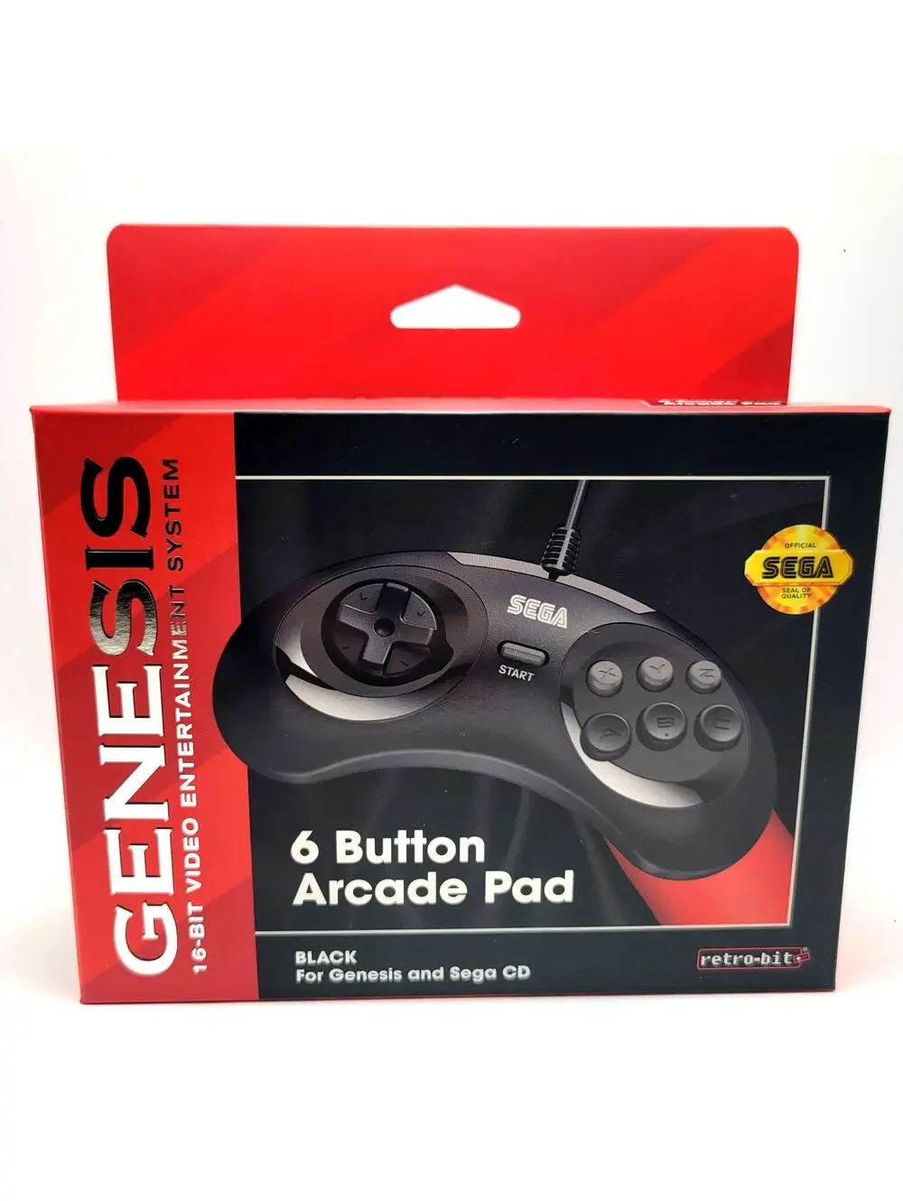 Retro-Bit Official Sega Genesis Controller 6-Button Arcade Pad - Black
